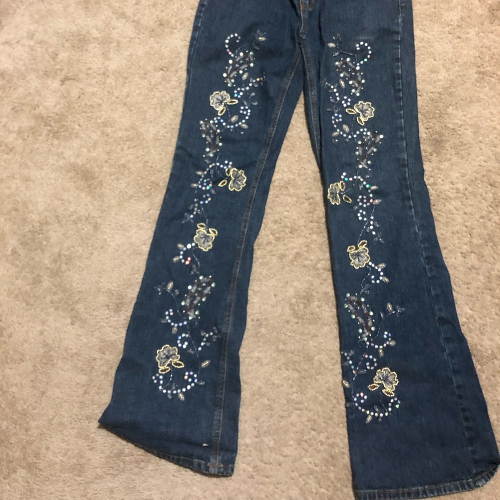 Beaded blinged out blue jeans size 6 - bejeweled!
